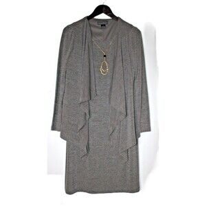 Jessica Howard Women's Grey Mock 2 Piece Dress Jacket Sz 8 Necklace
